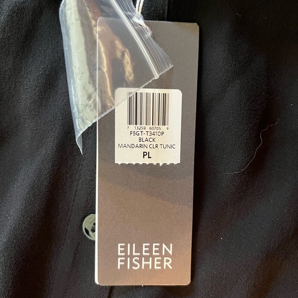 Eileen Fisher silk tunic sleeveless NWT in black size large petite - Picture 3 of 3